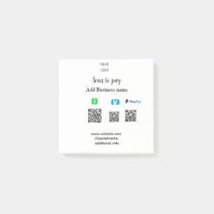 Paypal Cashapp venmo scan to pay QR add business Post-it Notes