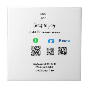 Paypal Cashapp venmo scan to pay QR add business Tile