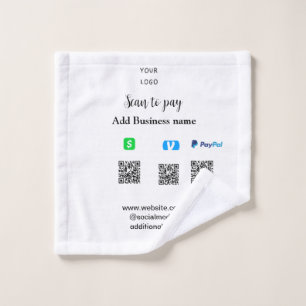Paypal Cashapp venmo scan to pay QR add business Wash Cloth