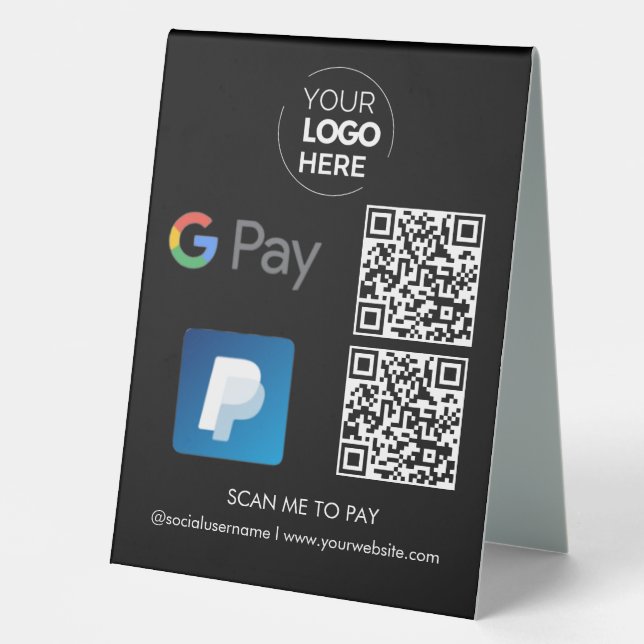 Paypal G Pay QR Code Payment | Scan to Pay Black (Front)