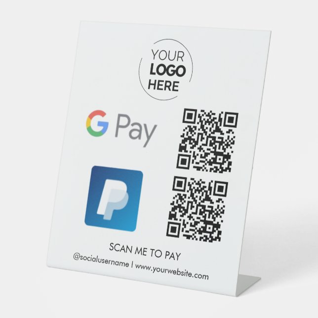 Paypal Google Pay QR Code Payment | Scan to Pay Pedestal Sign (Front)
