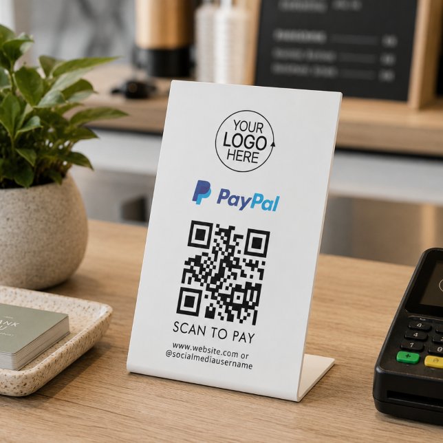 PayPal QR Code Contactless Payment Add Logo  Pedestal Sign (PayPal QR Code Contactless Payment Add Logo Pedestal Sign)
