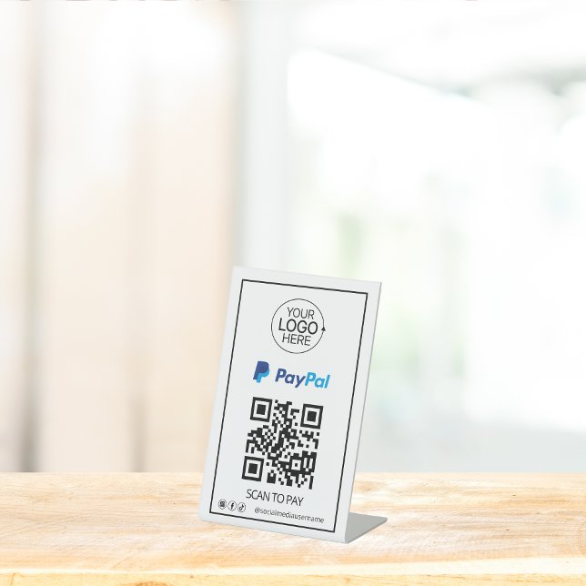 PayPal QR Code Payment Add Logo Social Media Pedestal Sign (PayPal QR Code Payment Add Logo Social Media Pedestal Sign)