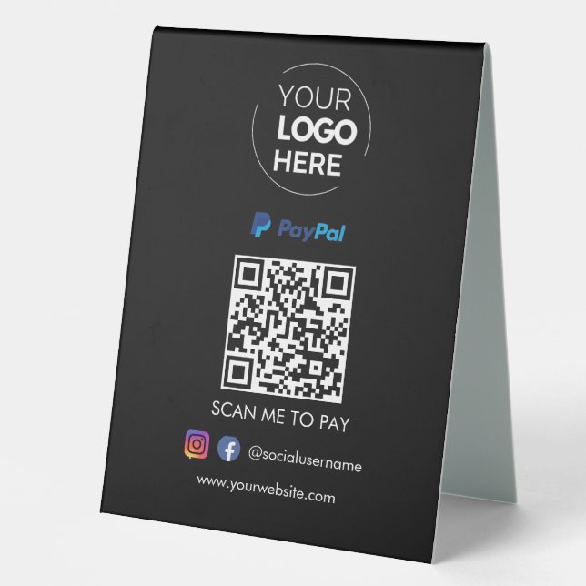 Paypal QR Code Payment | Scan to Pay Black (Front)