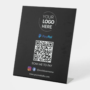 Paypal QR Code Payment   Scan to Pay Black Pedestal Sign