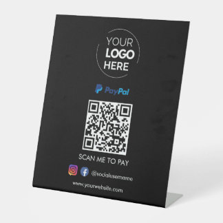 Paypal QR Code Payment | Scan to Pay Black Pedestal Sign
