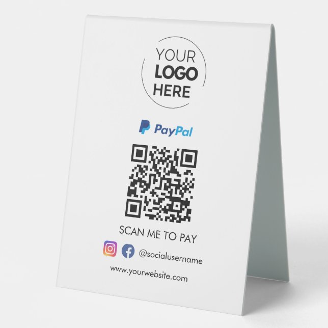 Paypal QR Code Payment | Scan to Pay Business Logo (Front)