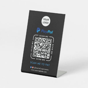 Paypal QR Code Payment Scan to Pay Business Logo Pedestal Sign