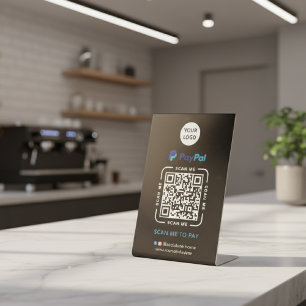 Paypal QR Code Payment   Scan to Pay Business Logo Pedestal Sign