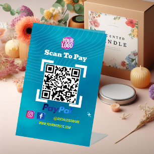PayPal QR Code Payment   Scan to Pay Business Logo Pedestal Sign