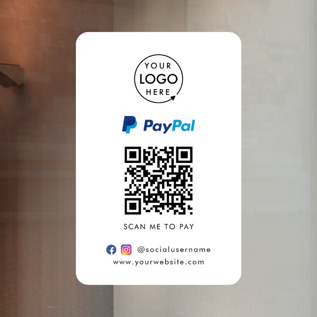 Paypal QR Code Payment | Scan to Pay Business Logo Window Cling (Creator Uploaded)
