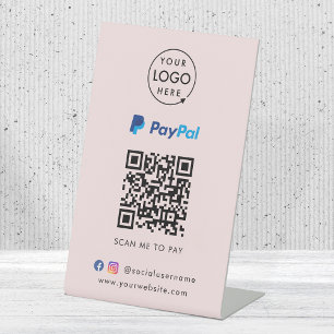 Paypal QR Code Payment   Scan to Pay Business Pink Pedestal Sign