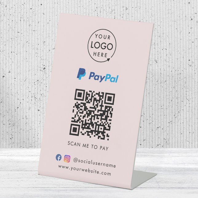 Paypal QR Code Payment | Scan to Pay Business Pink Pedestal Sign (Creator Uploaded)