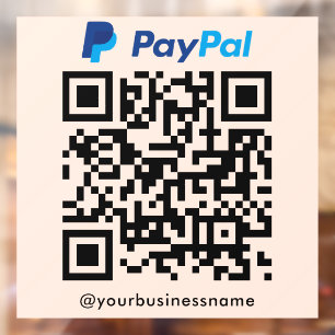 Paypal QR Code Payment Scan to Pay Soft Peach Window Cling