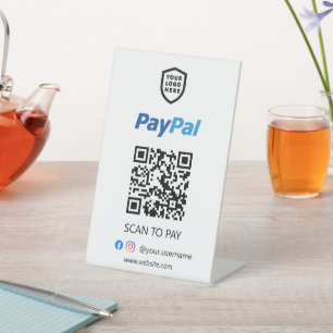Paypal QR Code Payment   White Scan to Pay  Pedestal Sign