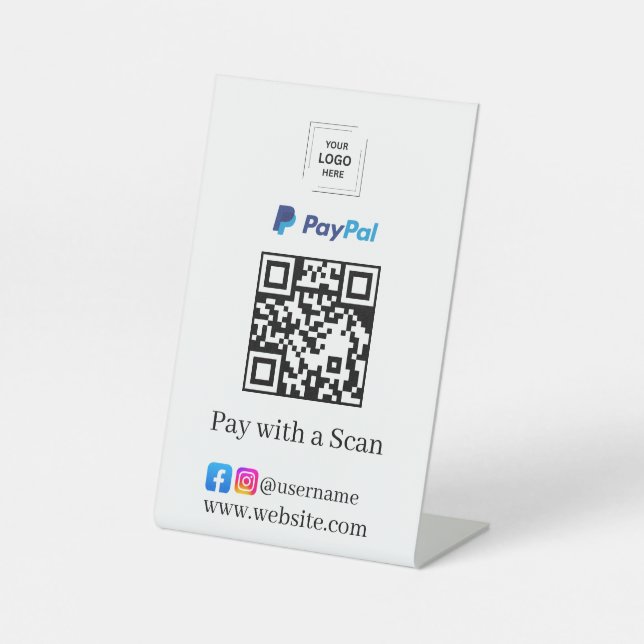 PayPal QR Code Scan to Pay Business Pedestal Sign (Front)