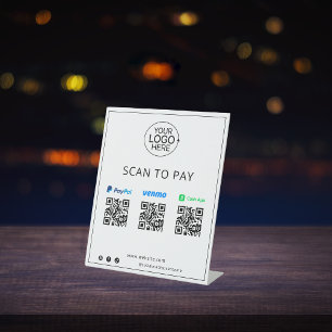 PayPal Venmo Cash App Contactless Mobile Payment  Pedestal Sign