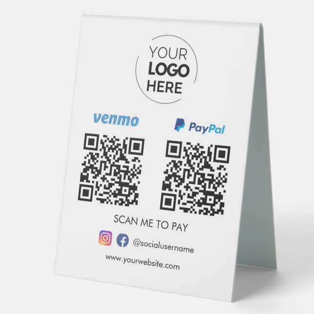 Paypal Venmo QR Code Payment | Scan to Pay (Front)