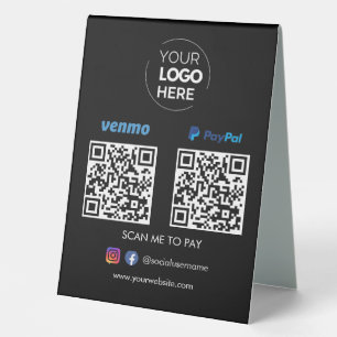 Paypal Venmo QR Code Payment   Scan to Pay Black