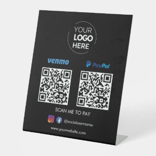 Paypal Venmo QR Code Payment   Scan to Pay Black Pedestal Sign