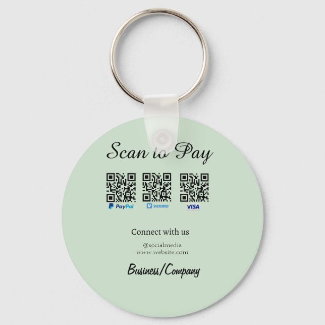 paypal venmo visa card scan to pay QR social media Key Ring (Front)