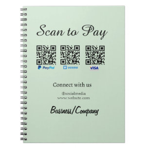 paypal venmo visa card scan to pay QR social media Notebook