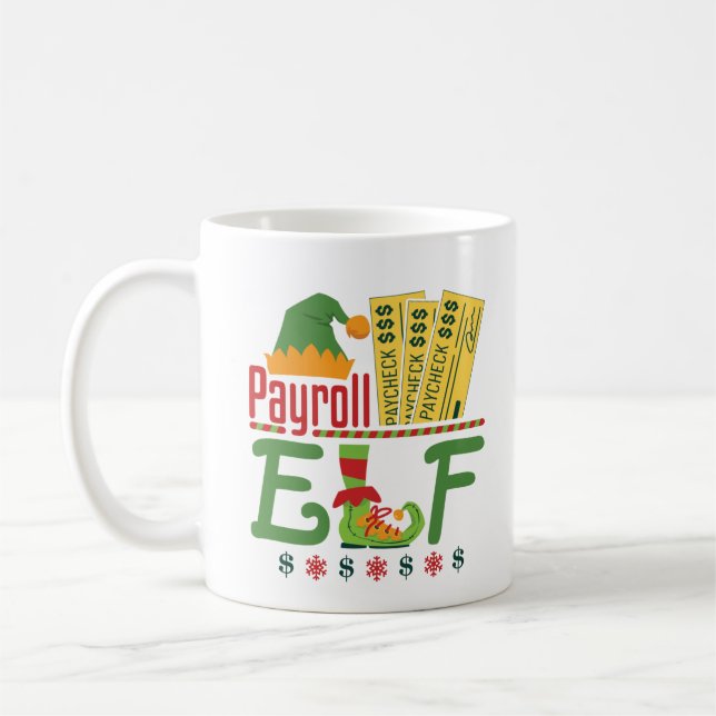 Payroll Elf Christmas Payroll Clerk Manager Coffee Mug (Left)