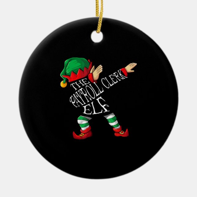 payroll elf christmas xmas payroll clerk manager ceramic tree decoration (Front)