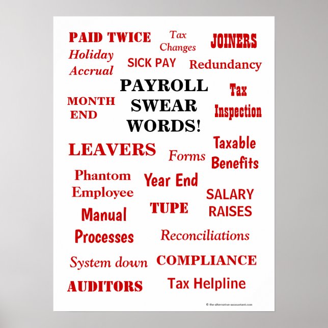 Payroll Swear Words Funny Annoying Terms Office Poster (Front)