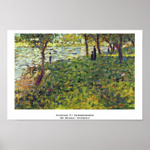 Paysage Et Personnages By Seurat Georges Poster