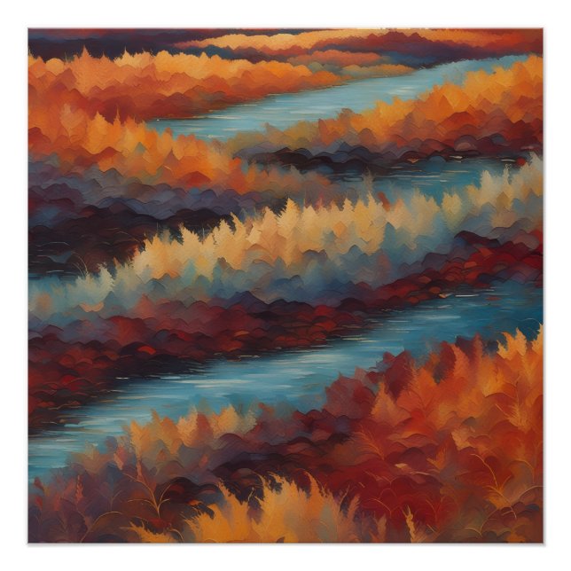 Paysage impressionniste aux couleurs d'automne poster (Front)