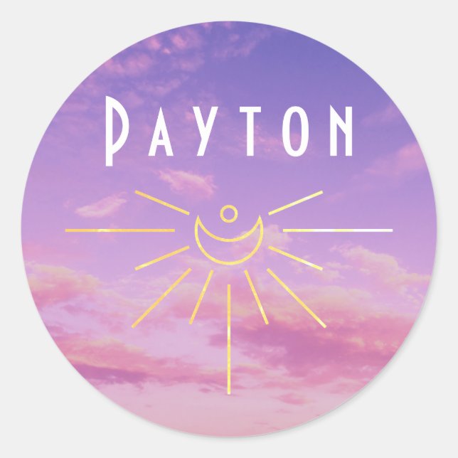 Payton Name Custom Stickers Round Sun Boho Hippie (Front)