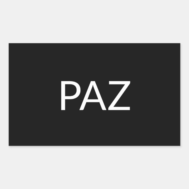 Paz black white Spanish peace simple minimalist Rectangular Sticker (Front)