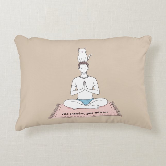 Paz Interior, Gato Exterior Decorative Cushion (Front)