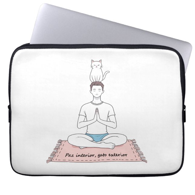 Paz Interior, Gato Exterior Laptop Sleeve (Front)