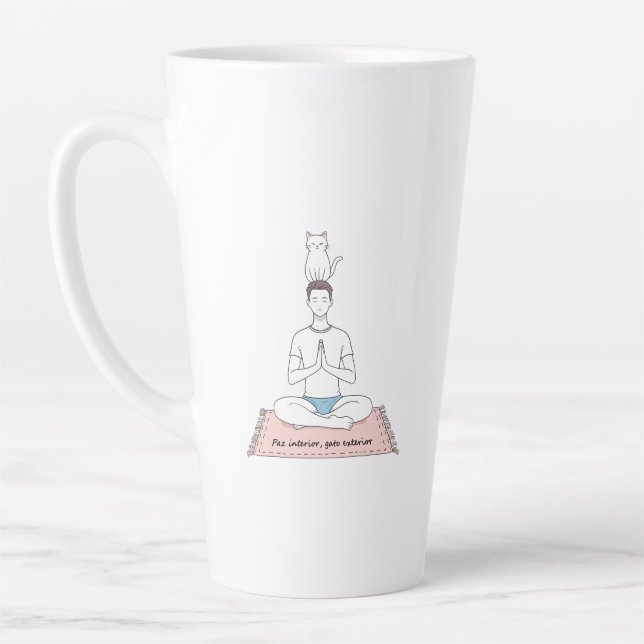 Paz Interior, Gato Exterior Latte Mug (Left)
