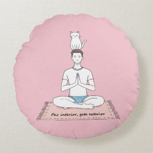 Paz Interior, Gato Exterior Round Cushion