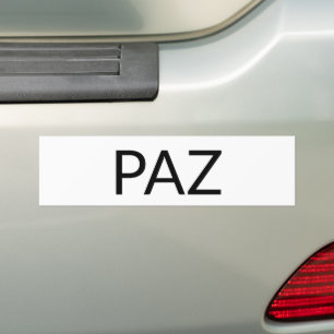 Paz white black Spanish peace simple minimalist Bumper Sticker