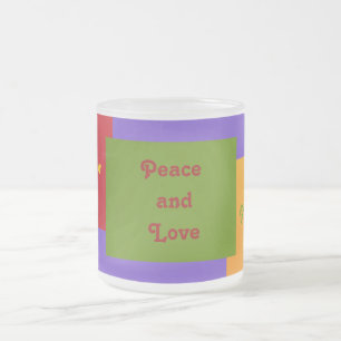 Paz y Amor Peace and Love Frosted Glass Coffee Mug