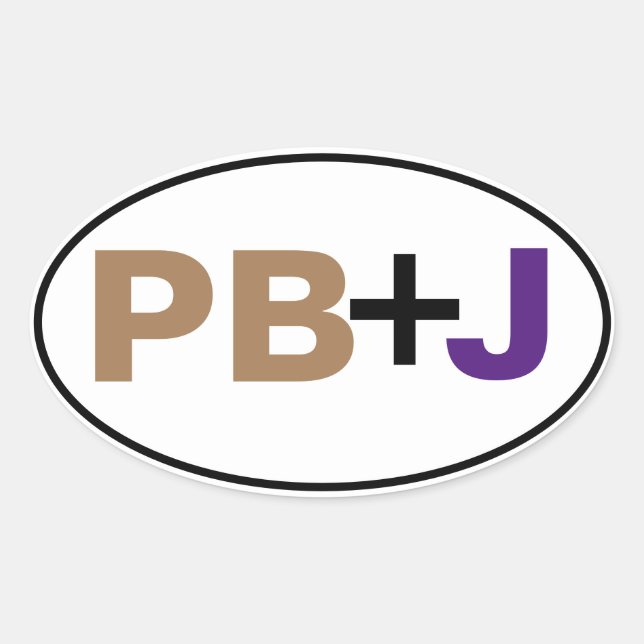 PB+J In Colour With Border Oval Sticker (Front)