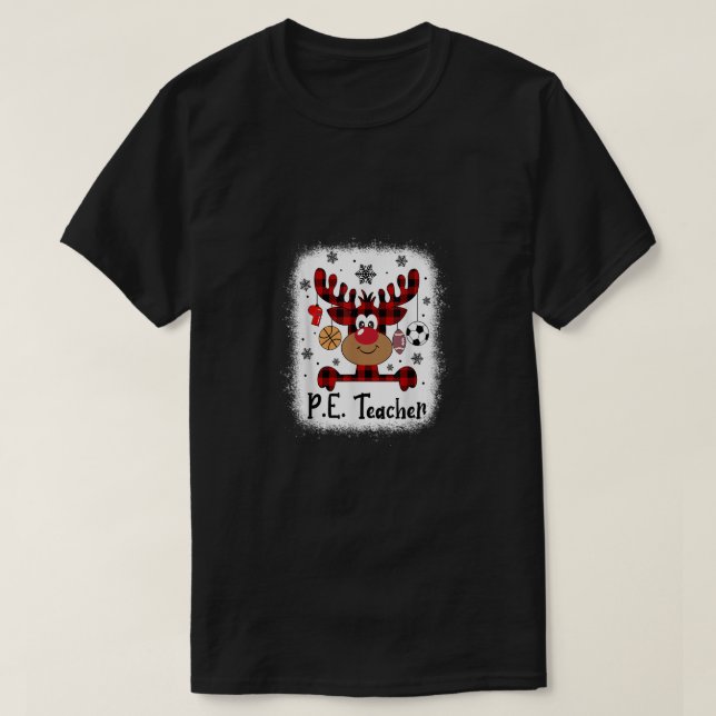 PbE7 PE Teacher Reindeer Christmas Merry Xmas PE T T-Shirt (Design Front)