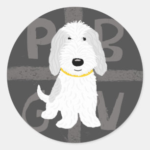 PBGV Cartoon Dog - Grey & White Classic Round Sticker
