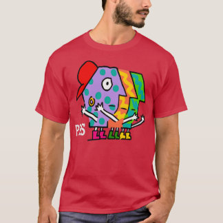 PBS Retro Funky Cartoon Abstract Face T-Shirt
