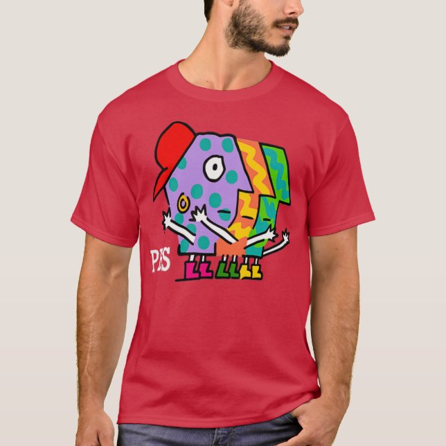 PBS Retro Funky Cartoon Abstract Face T-Shirt (Front)