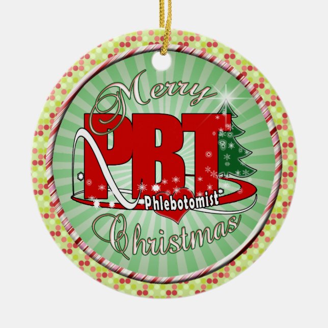 PBT CHRISTMAS PHLEBOTOMIST LABORATORY CERAMIC TREE DECORATION (Front)