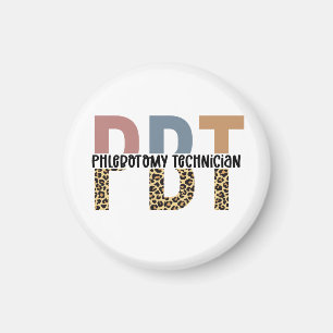 PBT Phlebotomy Technician Leopard Print Magnet