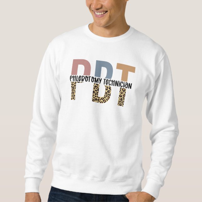 PBT Phlebotomy Technician Leopard Print Sweatshirt (Front)