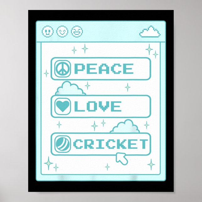Pc Computer Geek Nerd Peace Love Cricket Lover Coo Poster (Front)