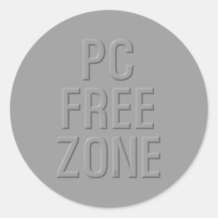 PC Free Zone grey large round stickers