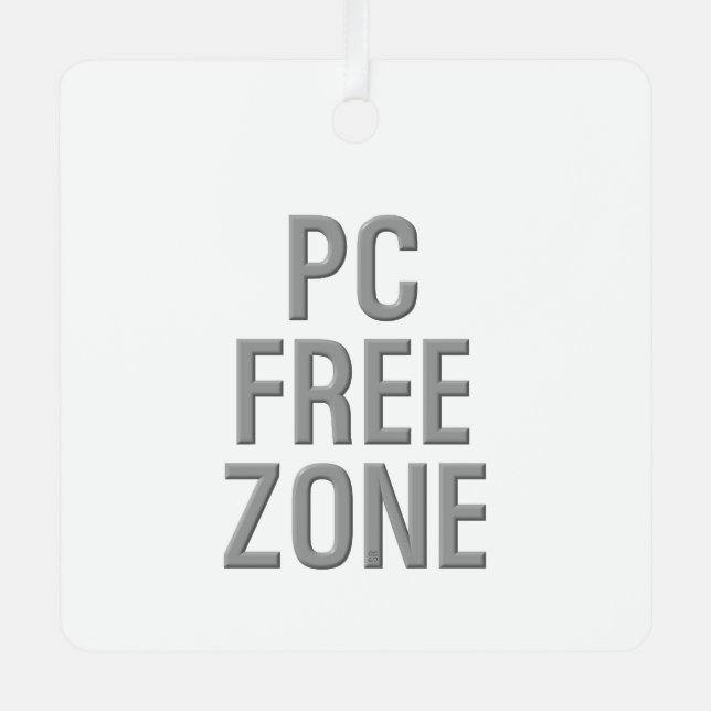 PC Free Zone white metal ornament (Front)
